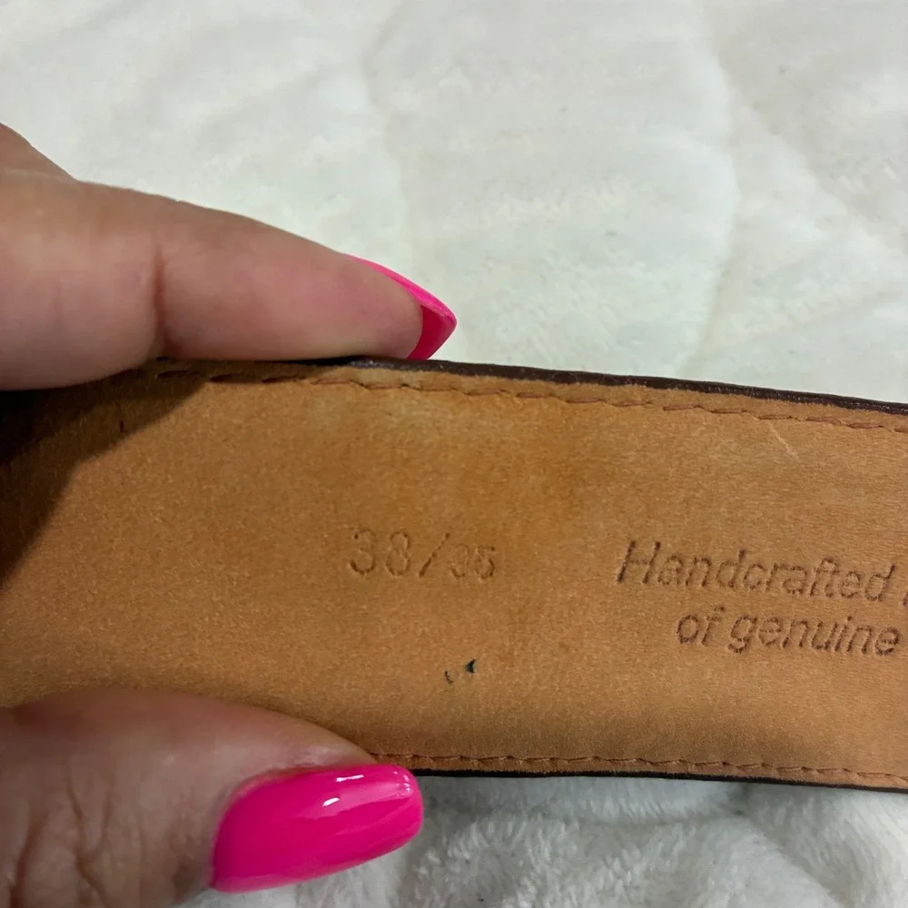 Handcrafted in‎ America Genuine Leather Brown Belt Career Casual Mens Size 38/35